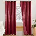 Amazon Brand - Solimo Polyester 100% Blackout Printed Emboss Door Floral Curtains|Blackout Door Curtains|7 Feet|Set of 2|Emboss Floral Design |for Living Room Kids Room and Bedroom |Maroon