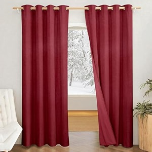 amazon brand - solimo polyester 100 blackout plain long door curtainsblackout long door curtains9 feet set of 2plain design for living room kids room and bedroom maroon