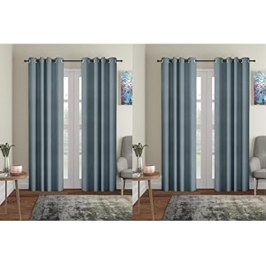 amazon brand - solimo polyester blackout long door curtains pack of 4 9 feet grey