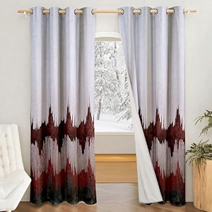 amazon brand - solimo polyester 100 blackout printed window curtainsblackout window curtains5 feet set of 2printed design for living room kids room and bedroom dark brown - maroon