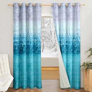 amazon brand - solimo polyester 100 blackout printed long door curtainsblackout long door curtains9 feet set of 2printed design for living room kids room and bedroom sky blue - grey