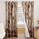 Amazon Brand - Solimo Polyester 100% Blackout Printed Long Door Curtains|Blackout Long Door Curtains|9 Feet |Set of 2|Printed Design |for Living Room Kids Room and Bedroom |Sky Blue - Brown
