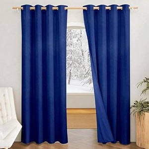 amazon brand - solimo polyester 100 blackout window curtains  100 room darkening  5 feet  set of 2  plain design  for living room kids room amp bedroom  color - blue