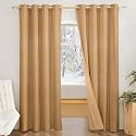 Amazon Brand - Solimo Polyester 100% Blackout Door Curtains | 100% Room Darkening | 9 Feet | Set of 2 | Plain Design | for Living Room, Kids Room &amp; Bedroom | Gold
