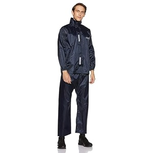 amazon brand - solimo men39s polyester water resistant casual style rain coat with pant blue x-large
