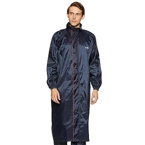 amazon brand - solimo polyester water resistant long rain coat blue x-large