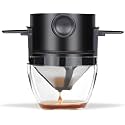 Amazon Brand - Solimo Pour Over Coffee Dripper with Reusable Steel Mesh Filter, Manual Coffee Maker, Paperless Coffee Brewer for Home, Office & Travel, Portable Single-Serve, Foldable Arms