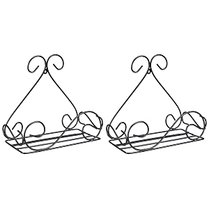 amazon brand - solimo metal wall mounted planter standset of 2 without pot  outdoor indoor hanging pot stand