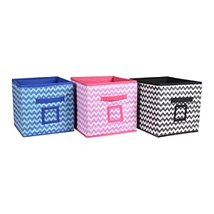 amazon brand - solimo printed fabric storage box medium set of 3 multicolor