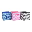 Amazon Brand - Solimo Printed Fabric Storage Box, Medium, Set of 3, Multicolor