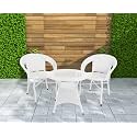 Amazon Brand - Solimo Rattan and Wicker 2 Seater Patio Seating Set | 2 Chairs and 1 Glass Top Table | Ideal Garden, Balcony Furniture | Durable, Comfortable Indoor-Outdoor Coffee Set (White)