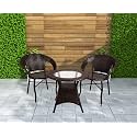 Amazon Brand - Solimo Rattan and Wicker 2 Seater Patio Seating Set | 2 Chairs and 1 Glass Top Table | Ideal Garden, Balcony Furniture | Comfortable, Durable Indoor-Outdoor Coffee Set (Dark Brown)
