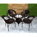 Amazon Brand - Solimo Rattan and Wicker 4 Seater Patio Seating Set | Outdoor Furniture 4 Chairs with 1 Glass Top Table | Coffee Table Set for Balcony, Garden, Terrace, Indoor, Outdoor Use (Brown)