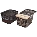 Amazon Brand - Solimo Royal Multipurpose Storage Basket With Lid- Large (Set Of 2, Brown) - Fabric, Rectangular