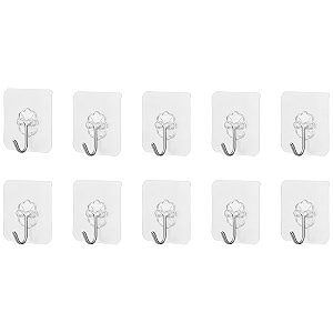 amazon brand - solimo rustproof waterproof oil-proof strong amp versatile adhesive hooks - pack of 10