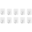 Amazon Brand - Solimo Rustproof, Waterproof, Oil-Proof, Strong & Versatile Adhesive Hooks - Pack of 10