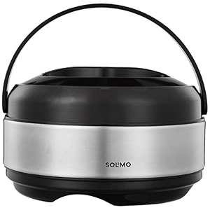 amazon brand - solimo stainless steel double wall hot pot casserole 2200 ml black