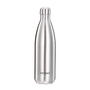 amazon brand - solimo stainless steel insulated 24 hours hot or cold bottle flask 1000 ml silver