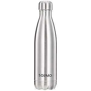 amazon brand - solimo stainless steel insulated 24 hours hot and cold bottle 500 ml silver