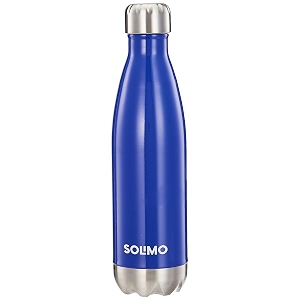 amazon brand - solimo stainless steel insulated 24 hours hot and cold bottle 500 ml blue