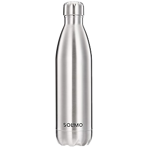 amazon brand - solimo stainless steel insulated flask 24 hours hot and cold bottle silver750 ml