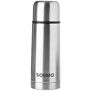 amazon brand - solimo stainless steel insulated 24 hours hot and cold flask with flip lid and cover 350ml silver