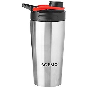 amazon brand - solimo stainless steel leak - proof gym shaker 750 ml silver