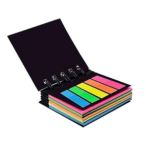 amazon brand - solimo sticky notes pad pocket-size wirobound 2 x 3 notes and flags 5 colours