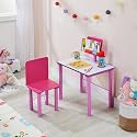 Amazon Brand - Solimo Study Table and Chair with Wooden Legs in Pink