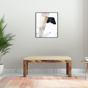 amazon brand - solimo wantage solid sheesham wood cushioned bench natural finish