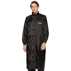 amazon brand - solimo polyester water resistant long rain coat black xx-large