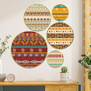 amazon brand - solimo wooden gold finish frame wall plates  home decoration  vintage art design  handcrafted  living room wall decoration  dcor items  gift items multicolour set of 5