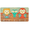 Amazon Brand - Solimo Wooden Owl Family Key Stand for Wall | 5 Hooks