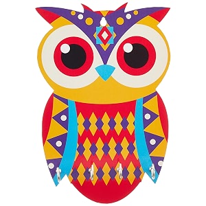 amazon brand - solimo wooden owl key stand for wall  4 hooks