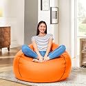 Amazon Brand - Solimo XXXL Bean Bag Cover (Orange with Blue Piping)