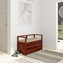 Amazon Brand - Solimo Zerri Solid Sheesham Wood Shoe Storage Cabinet with Trunk Box and Bench, Honey Finish