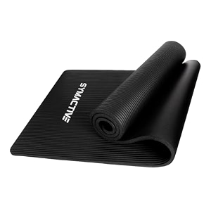 amazon brand - symactive 13mm extra thick nbr yoga mat with carrying strap yoga mat for women amp men for workout yoga and fitness black