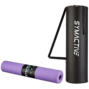 amazon brand - symactive 4mm anti-skid lightweight with perfect grip ldpe  eva yoga mat with carry bag purple