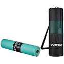 Amazon Brand - Symactive 8mm Anti-Skid Lightweight Dual Color LDPE + EVA Yoga Mat with Carry Bag (Teal/Army Green)