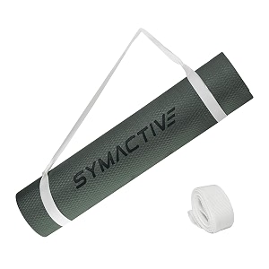 amazon brand - symactive 6mm anti-skid lightweight waterdirt proof ldpe yoga mat with carrying strap green