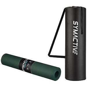 amazon brand - symactive 6mm anti-skid lightweight with perfect grip ldpe  eva yoga mat with carry bag army green - green