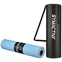Amazon Brand - Symactive 6mm Anti-Skid Lightweight Dual Color LDPE + EVA Yoga Mat with Carry Bag (Sky/Navy Blue)