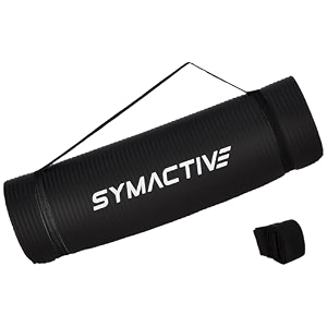 amazon brand - symactive 10mm extra thick nbr yoga mat with carrying strap yoga mat for women amp men for workout yoga and fitness blue