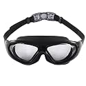 Amazon Brand - Symactive Big Frame Competition Swim Goggles with Protective Case|Pro Clear Lens |Wide-Vision Swimming Goggles with UV &amp; Fog Resistant | for Adult Men &amp; Women (Black),Polypropylene (PP)