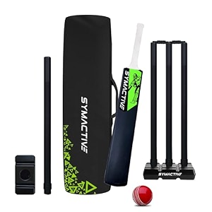 amazon brand - symactive drive heavy duty plastic cricket bat kit full size 3434 x 4234inches premium bat combo for all age groups
