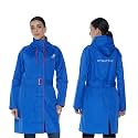 Amazon Brand - Symactive Rain Coat for Women | Waterproof Polyester with PVC Coating | Hooded Long Coat with Belt | Seam Sealed | Reflective Branding | Blue &amp; Red, M