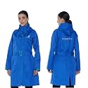 Amazon Brand - Symactive Rain Coat for Women | Waterproof Polyester with PVC Coating | Hooded Long Coat with Belt | Seam Sealed | Reflective Branding | Blue &amp; Green, M