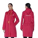 Amazon Brand - Symactive Rain Coat for Women | Waterproof Polyester with PVC Coating | Hooded Long Coat with Belt | Seam Sealed | Reflective Branding | Pink &amp; Yellow, XL