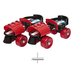 amazon brand - symactive roller skates for kids  ultra-durable  adjustable for 6 to 14 years  unisex  inline skate wheel  red