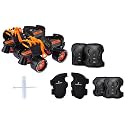 Amazon Brand - Symactive Roller Derby Wheel Skates Combo Kit | Durable &amp; Adjustable | for 6 to 14 Years | Unisex | Skates with Knee Guard, Elbow Guard, Wrist Guard, Key | PVC | Black